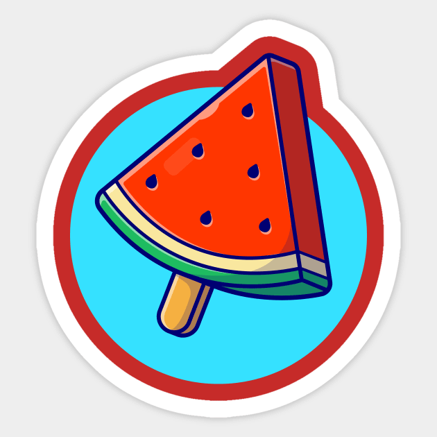 Watermelon Popsicle Cartoon Vector Icon Illustration Sticker by Catalyst Labs